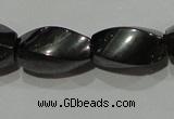 CMH154 15.5 inches 8*14mm twisted rice magnetic hematite beads