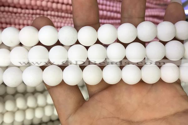 CMJ804 15.5 inches 12mm round matte Mashan jade beads wholesale