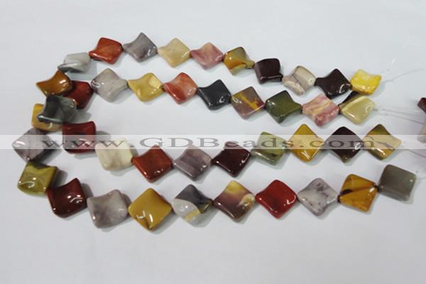 CMK280 15.5 inches 15*15mm twisted diamond mookaite gemstone beads