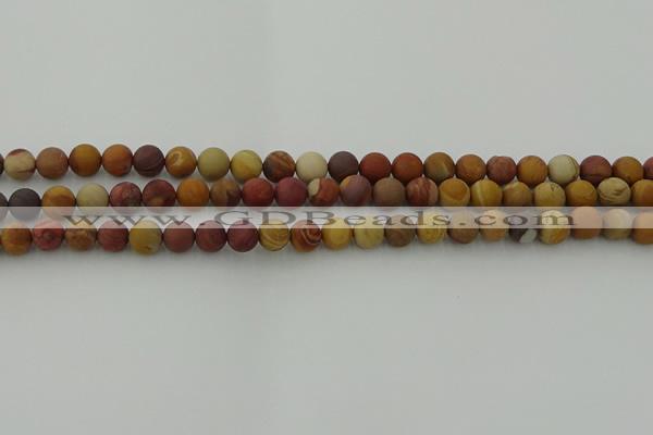 CMK310 15.5 inches 4mm round matte sunset mookaite beads