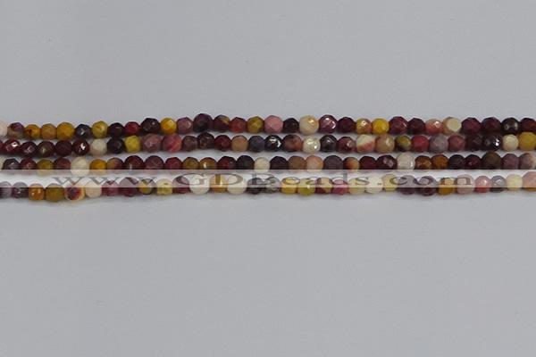 CMK316 15.5 inches 4mm faceted round mookaite gemstone beads