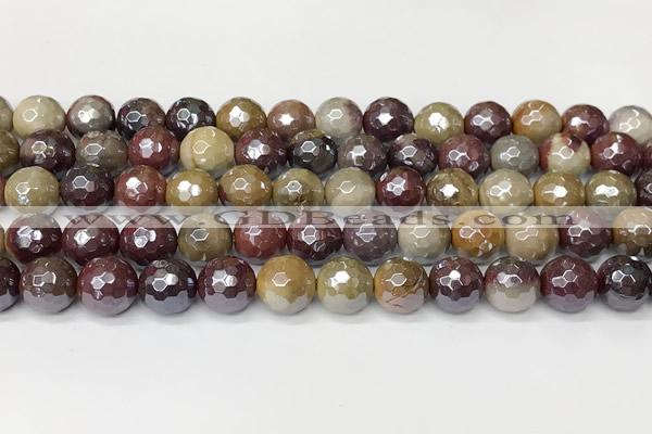 CMK357 15 inches 10mm faceted round AB-color mookaite beads