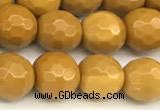 CMK365 15 inches 6mm faceted round yellow mookaite beads