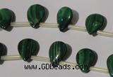 CMN320 Top-drilled 8*12mm flat teardrop natural malachite beads