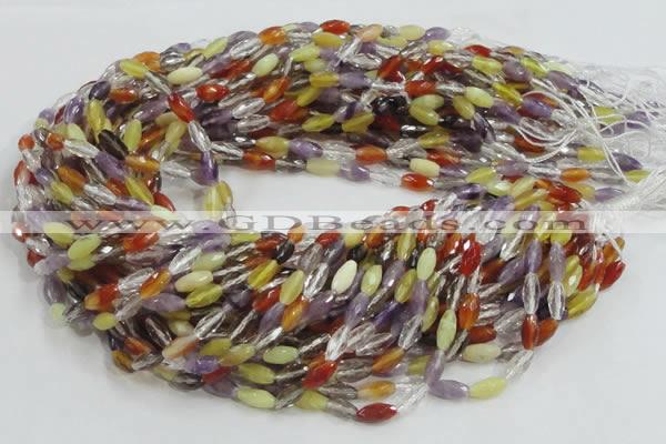 CMQ24 15.5 inches 5*10mm faceted rice multicolor quartz beads