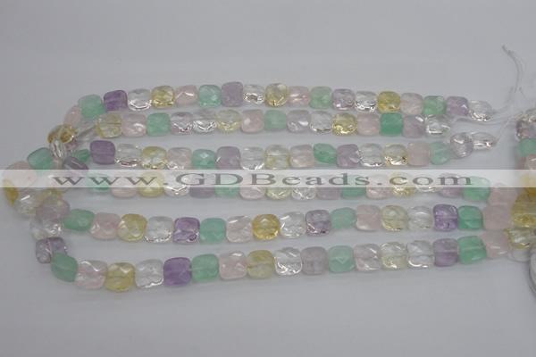 CMQ256 15.5 inches 10*10mm faceted square multicolor quartz beads