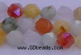 CMQ412 15.5 inches 8mm faceted nuggets mixed jade beads