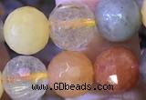 CMQ438 15.5 inches 10mm faceted round mixed rutilated quartz beads