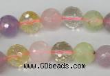 CMQ54 15.5 inches 12mm faceted round multicolor quartz beads