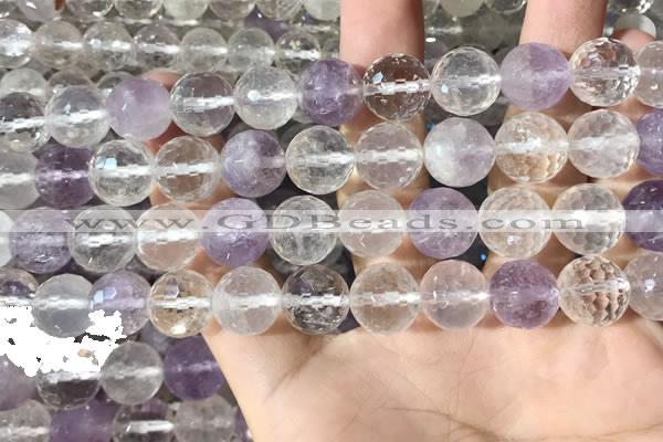 CMQ557 15.5 inches 12mm faceted round colorfull quartz beads