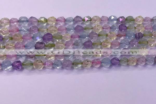 CMQ575 15.5 inches 6mm faceted round mixed quartz beads