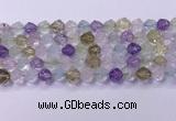 CMQ577 15.5 inches 10mm faceted round mixed quartz beads