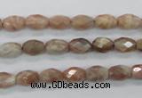 CMS100 15.5 inches 6*9mm faceted rice moonstone gemstone beads