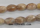 CMS102 15.5 inches 10*14mm faceted rice moonstone gemstone beads