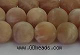 CMS1124 15.5 inches 12mm round matte moonstone gemstone beads