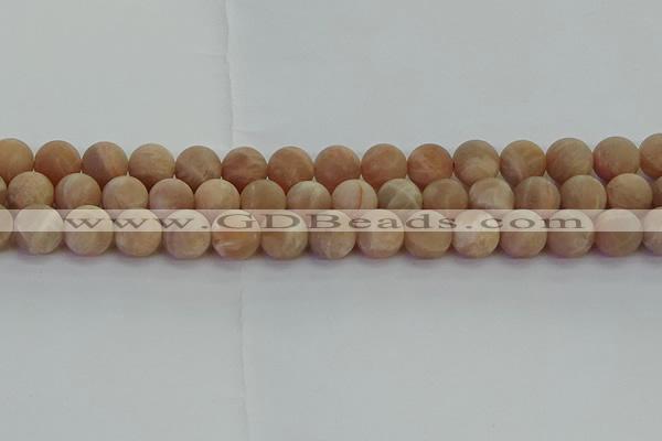 CMS1124 15.5 inches 12mm round matte moonstone gemstone beads