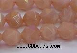 CMS1133 15.5 inches 10mm faceted nuggets peach moonstone beads