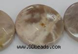 CMS115 15.5 inches 35mm faceted coin moonstone gemstone beads