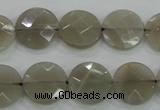 CMS130 15.5 inches 14mm faceted coin moonstone gemstone beads