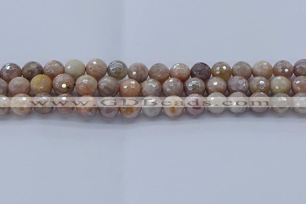 CMS1303 15.5 inches 10mm faceted round AB-color moonstone beads