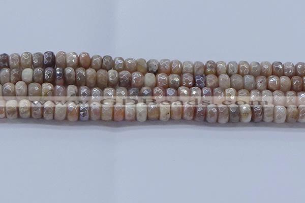 CMS1322 15.5 inches 5*8mm faceted rondelle AB-color moonstone beads