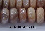 CMS1325 15.5 inches 7*14mm faceted rondelle AB-color moonstone beads