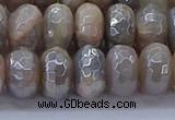 CMS1334 15.5 inches 7*12mm faceted rondelle AB-color grey moonstone beads