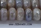 CMS1335 15.5 inches 7*14mm faceted rondelle AB-color grey moonstone beads