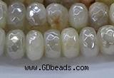 CMS1343 15.5 inches 6*10mm faceted rondelle AB-color white moonstone beads