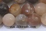 CMS1497 15.5 inches 8mmm faceted round rainbow moonstone beads