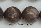 CMS155 15.5 inches 16mm faceted round natural grey moonstone beads