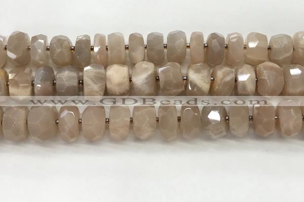 CMS1665 15.5 inches 6*12mm - 8*13mm faceted tyre moonstone beads