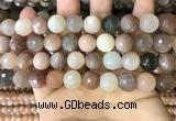 CMS1695 15.5 inches 12mm faceted round rainbow moonstone beads