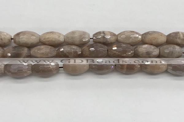 CMS1777 15.5 inches 11*18mm faceted rice AB-color moonstone beads