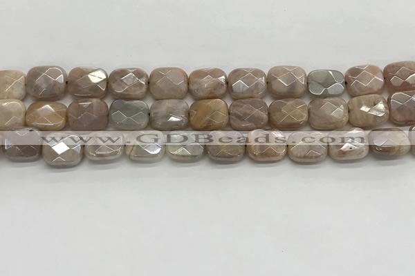 CMS1782 15.5 inches 10*12mm faceted rectangle AB-color moonstone beads