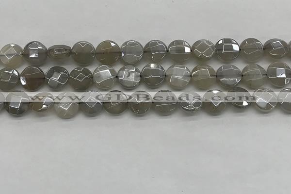 CMS1818 15.5 inches 10mm faceted coin AB-color moonstone beads