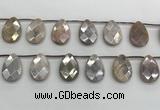 CMS1840 18*25mm faceted flat teardrop AB-color moonstone beads