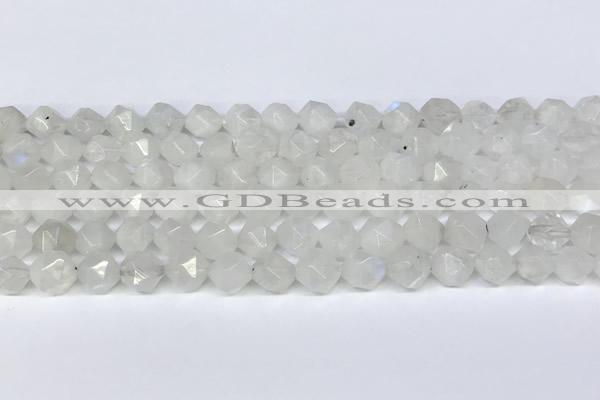 CMS2066 15.5 inches 8mm faceted nuggets white moonstone beads