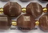 CMS2093 15 inches 9mm - 10mm faceted moonstone gemstone beads