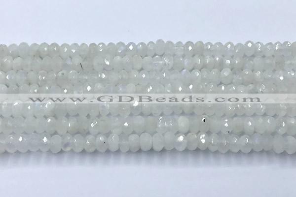 CMS2121 15 inches 4*6mm faceted rondelle white moonstone beads