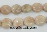 CMS22 15.5 inches 12mm flat round moonstone gemstone beads wholesale