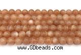 CMS2253 15 inches 10mm round orange moonstone beads wholesale