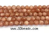 CMS2260 15 inches 10mm faceted round orange moonstone beads