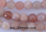 CMS351 15.5 inches 8mm faceted round natural pink moonstone beads