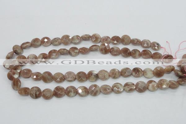 CMS45 15.5 inches 12mm faceted coin moonstone gemstone beads