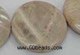 CMS50 15.5 inches 50mm faceted coin moonstone gemstone beads