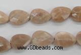 CMS53 15.5 inches 10*14mm faceted flat teardrop moonstone beads