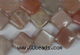 CMS530 15.5 inches 12*12mm diamond moonstone beads wholesale