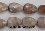 CMS54 15.5 inches 13*18mm faceted flat teardrop moonstone beads