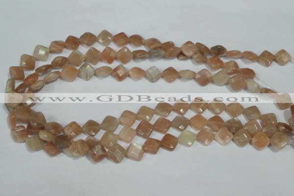 CMS550 15.5 inches 10*10mm faceted diamond moonstone beads wholesale